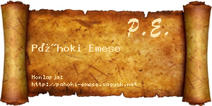 Páhoki Emese névjegykártya